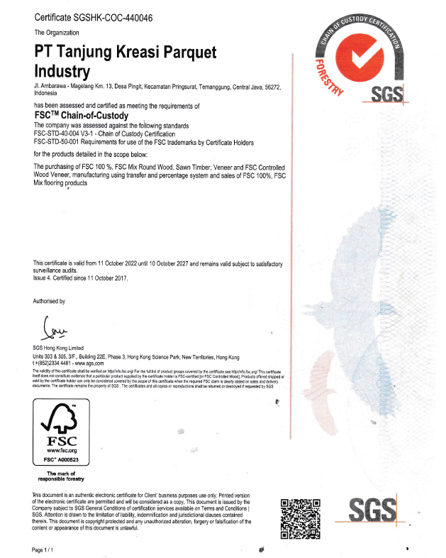 FSC<sup>®</sup> Chain-Of-Custody Certificate<br>License Code (FSC-C137835)